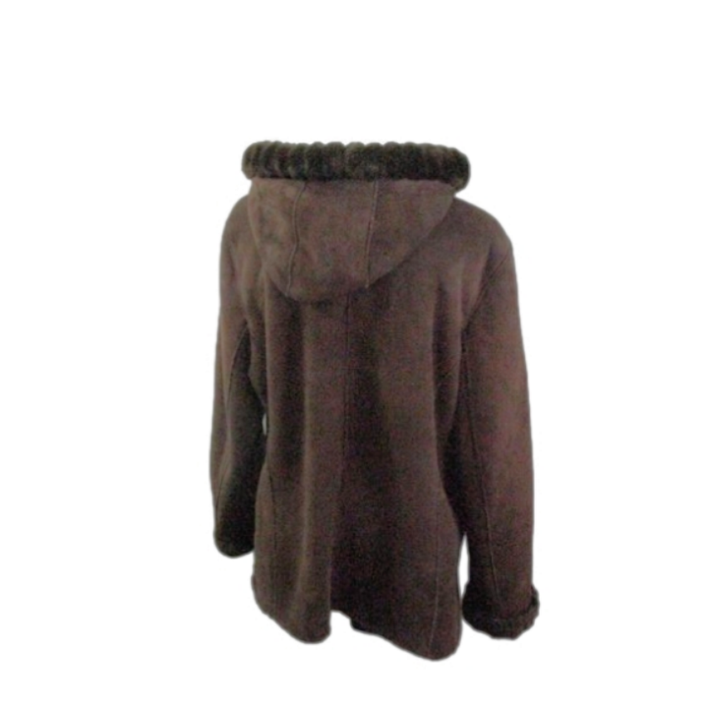 Croft & Barrow Brown Faux Fur Lined Hooded Peacoat Size XL - Picture 5 of 6